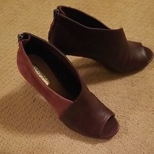 Halogen Burgundy Peep Toe Heels